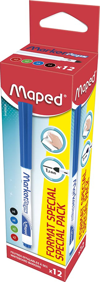 Maped Feutre à tableau blanc Marker'Peps, pack promo de 12