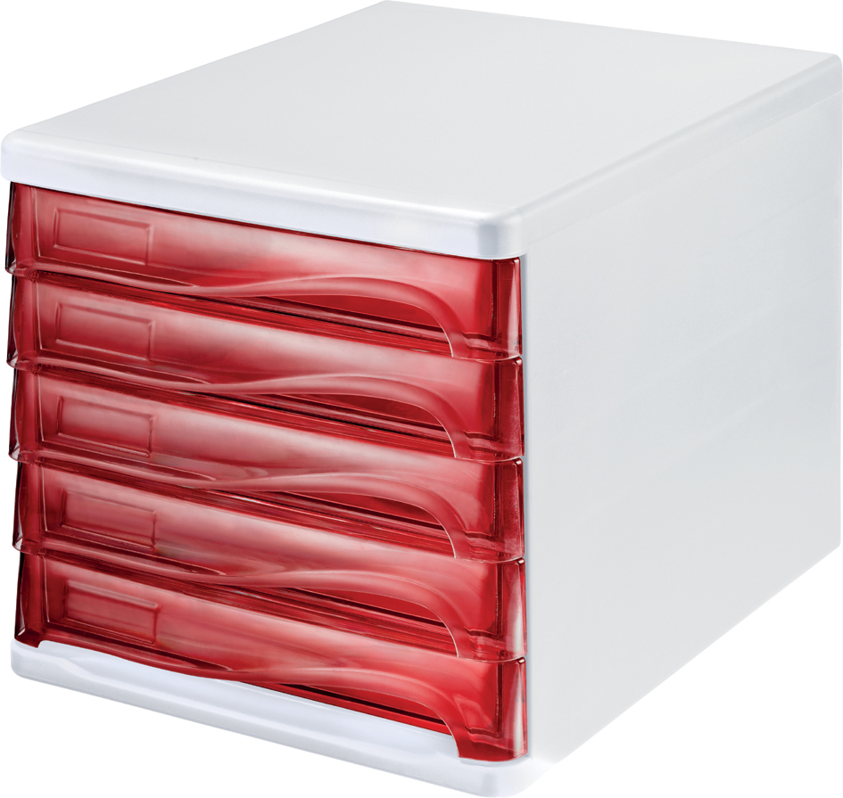 helit Module de classement 'the wave', 5 tiroirs,blanc/rouge