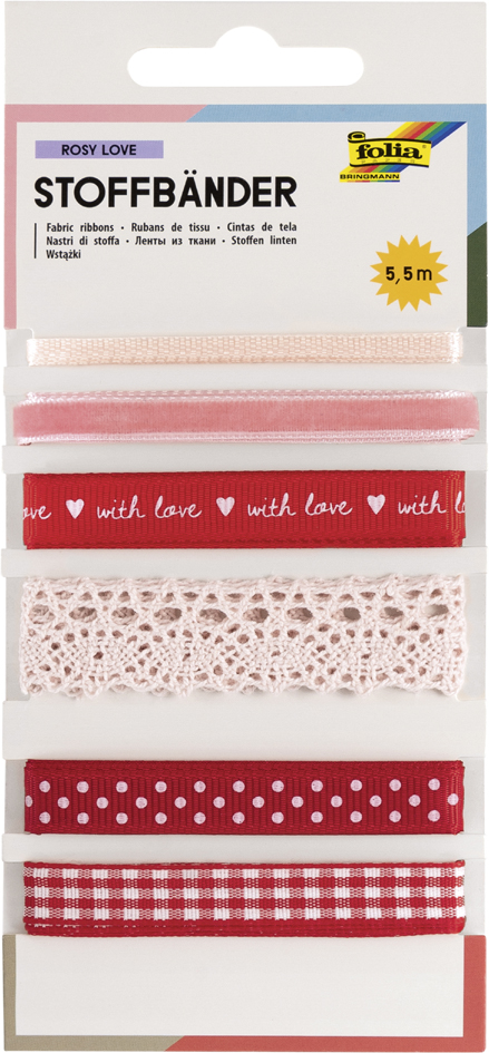 folia Ruban en tissu set 'Rosy Love', longueur totale: 5,5 m