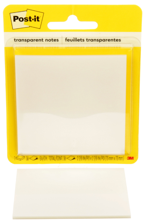 Post-it Bloc-notes transparent notes, 73 x 73 mm, incolore