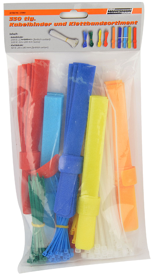 Set d'attaches de câbles & de bandes autoagrippantes, dans un polybag