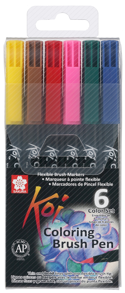 SAKURA Feutre pinceau Koi Coloring Brush, étui de 6 ,