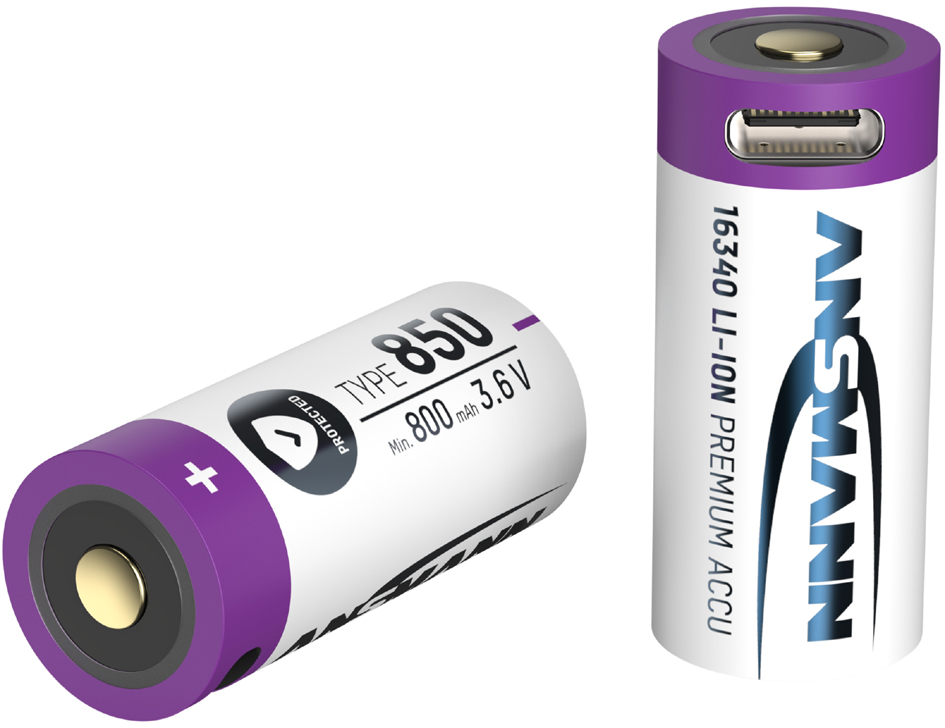 ANSMANN Pile rechargeable Li-Ion 16340 avec fiche USB-C