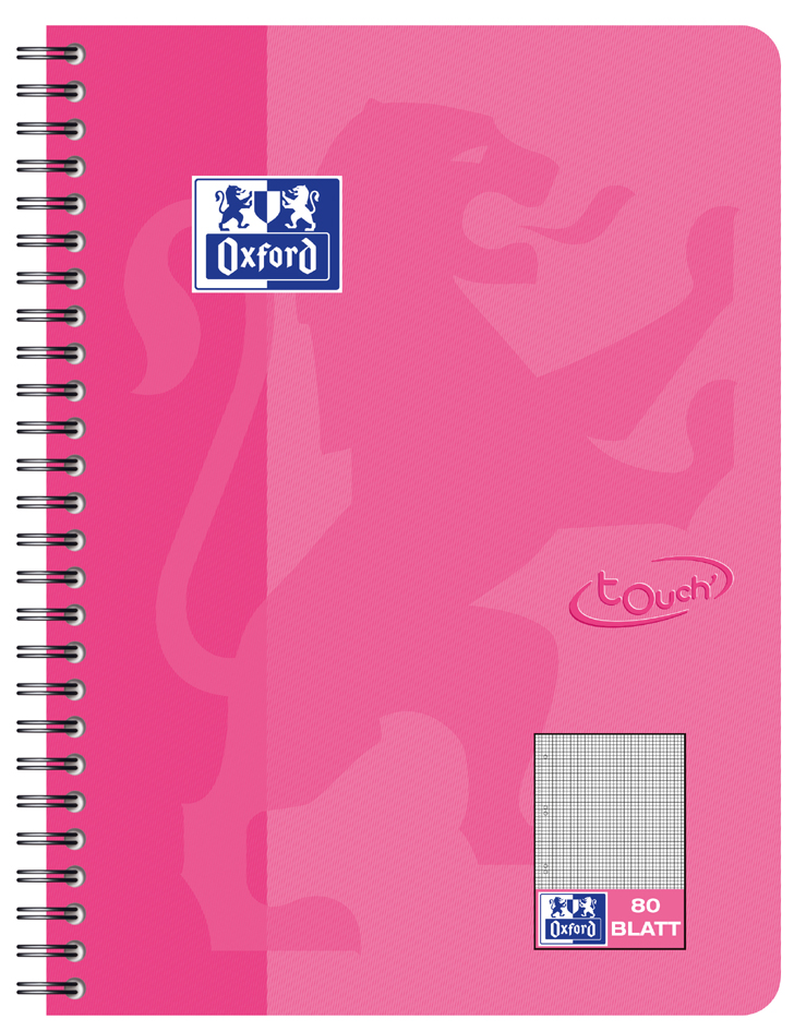 Oxford Cahier Touch, B5, quadrillé, 160 pages, rose