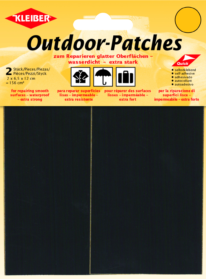 KLEIBER Patch d'extérieur, autocollant, 65 x 120 mm, noir
