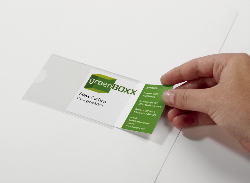 Pochettes adhésives, cartes de visites
