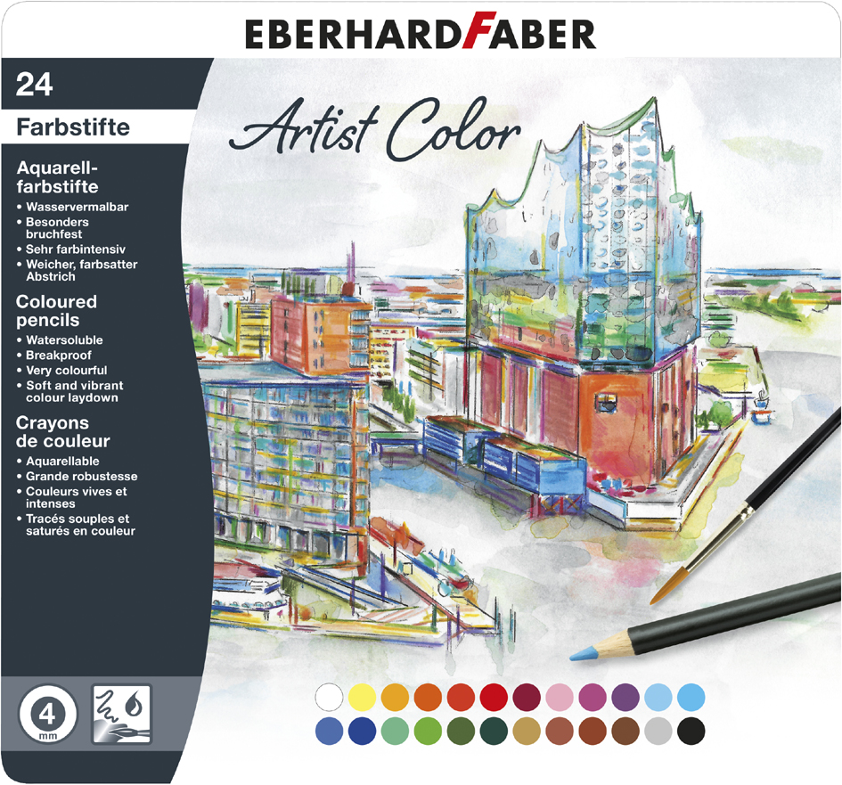 EBERHARD FABER Crayon aquarellable Artist Color, étui de 24