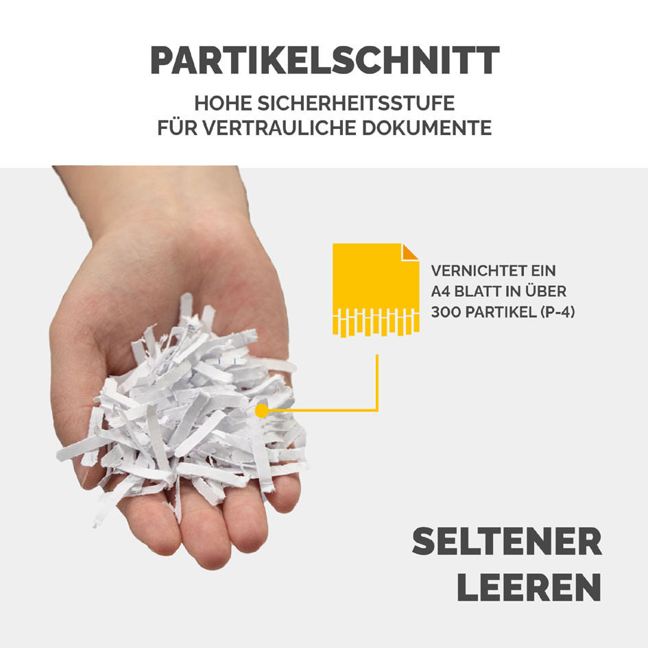 Visuel de référence : coupe en particules, niveau de sécurité élevé pour les documents confidentiels