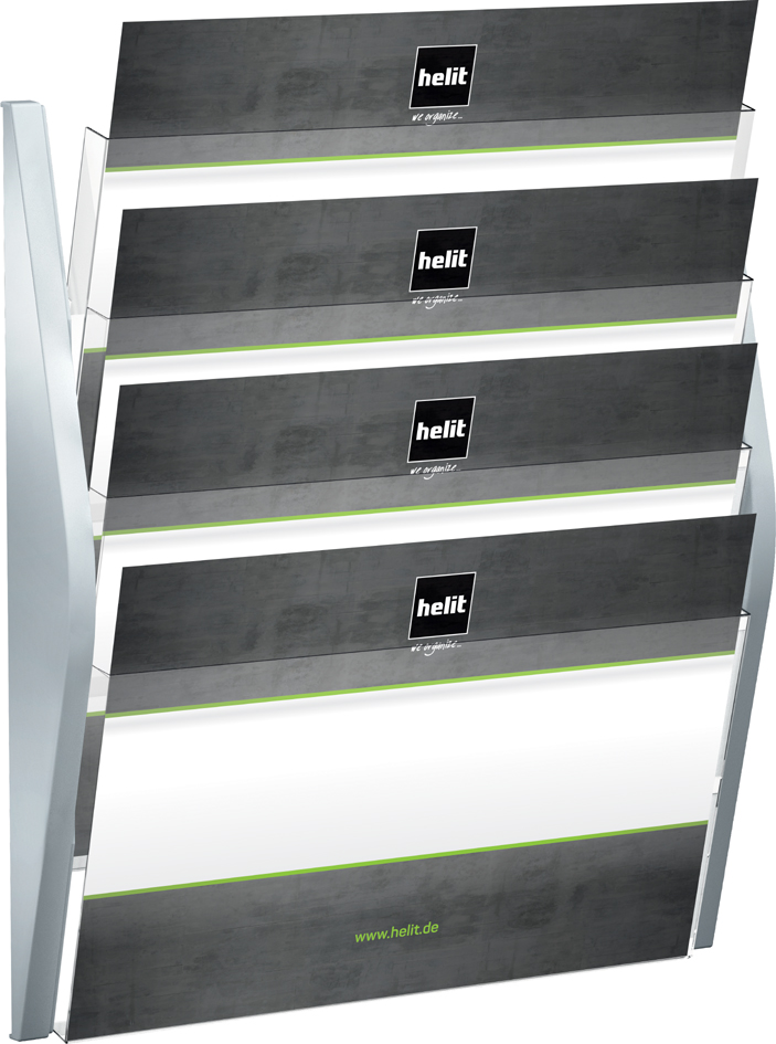 helit Porte-brochures mural 'the arc', A3 paysage, argent