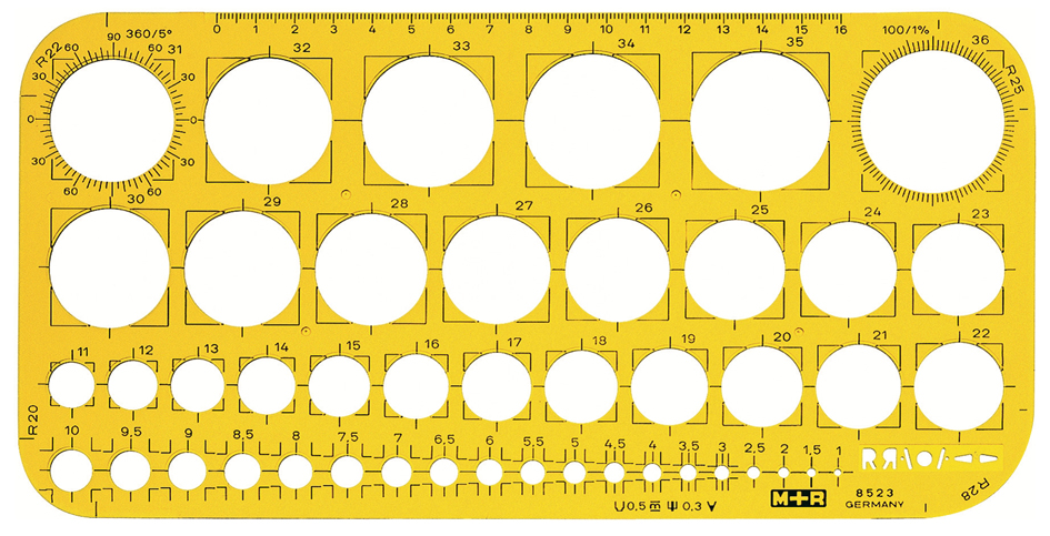 M+R Trace-cercles 1-36 mm, jaune transparent