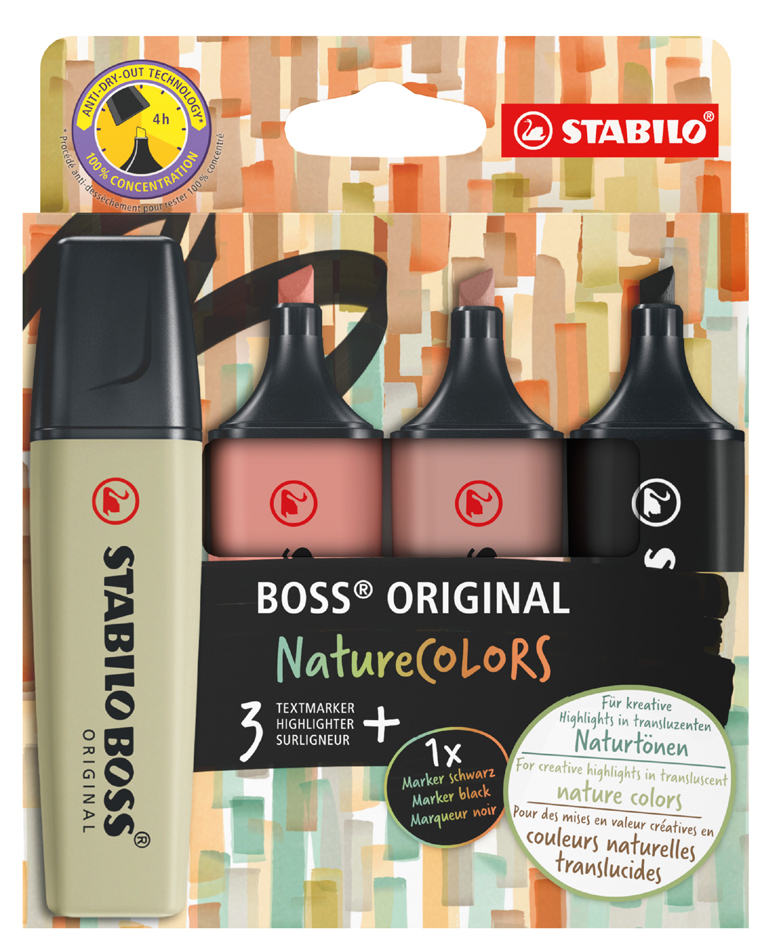 STABILO Surligneur 'BOSS ORIGINAL' NatureCOLORS, étui de 4