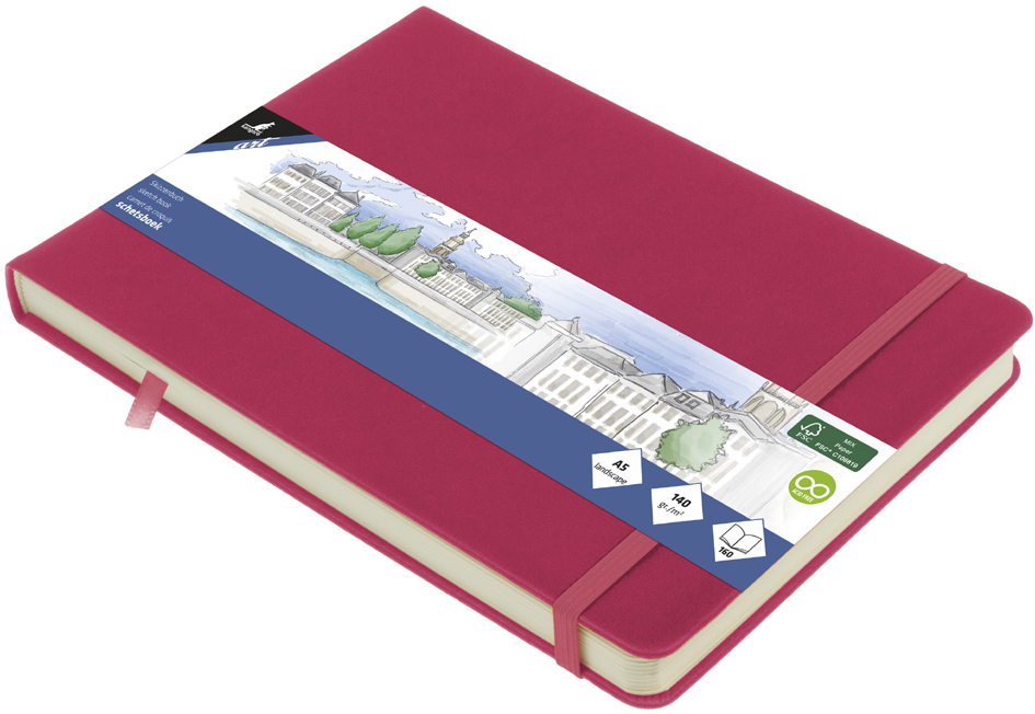 kangaro Cahier de croquis, 160 pages, A5 paysage, ruby