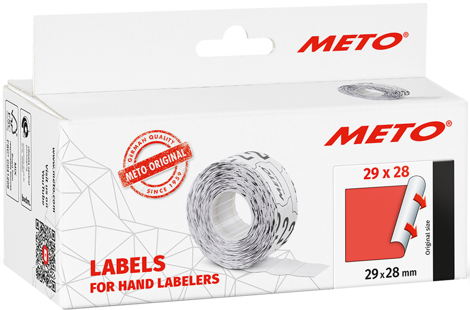METO Étiquette pour étiqueteuse de prix, 29 x 28 mm, rouge