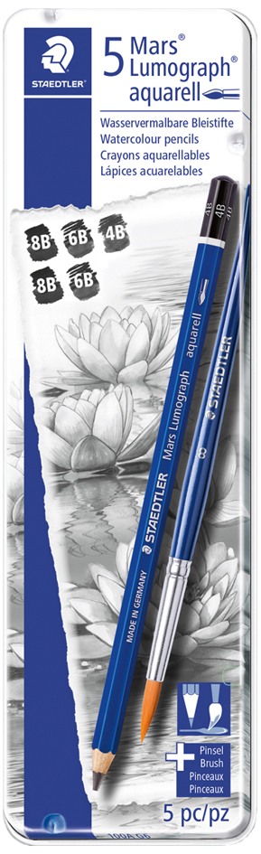 STAEDTLER Mars Crayon Lumograph aquarell, étui en métal de 6