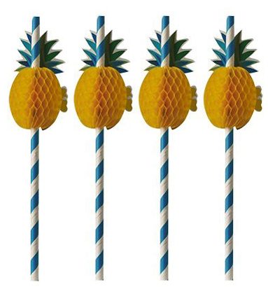 PAPSTAR Paille en papier 'Ananas', 200 mm, bleu/blanc
