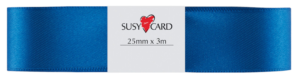 SUSY CARD Ruban cadeau 'double satin', 25 mm x 3 m, bleu