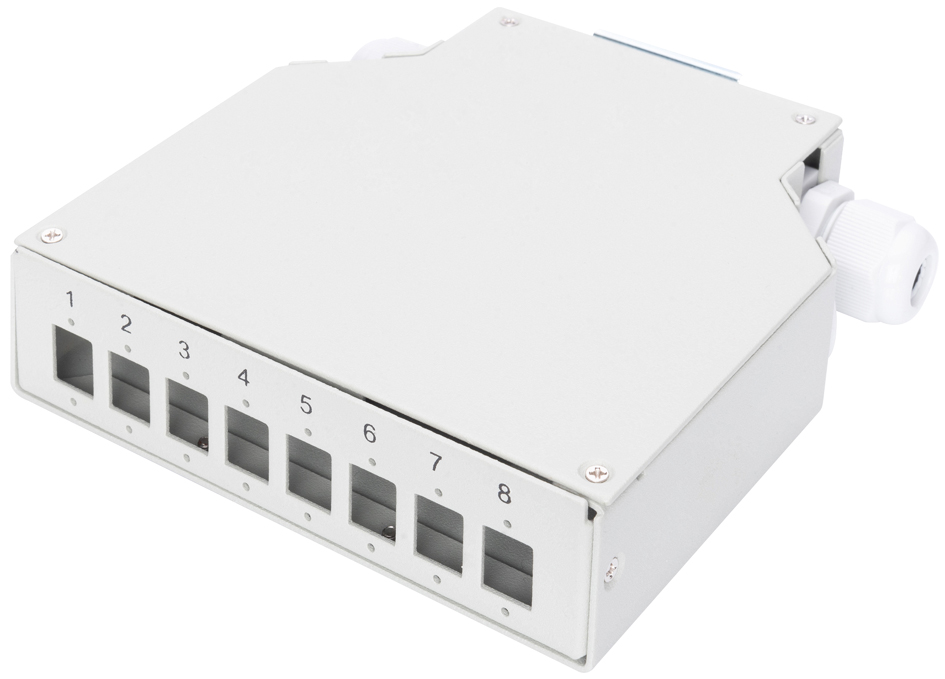 DIGITUS Boîte d'épissure pour rails DIN, pour 8 LC/DX, gris
