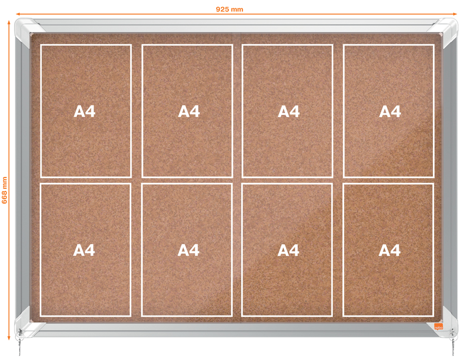 nobo Vitrine d'affichage Premium Plus, fond en liège, 8x A4