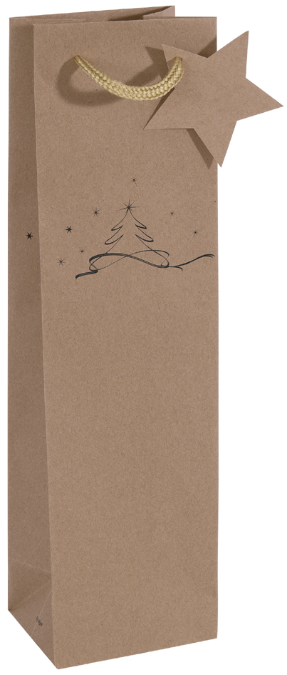 sigel Sac pour bouteille 'Christmas tree', carton kraft