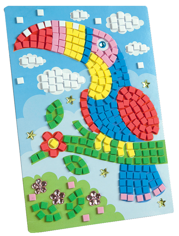 Mosaique de caoutchouc de mousse "perroquet", en application