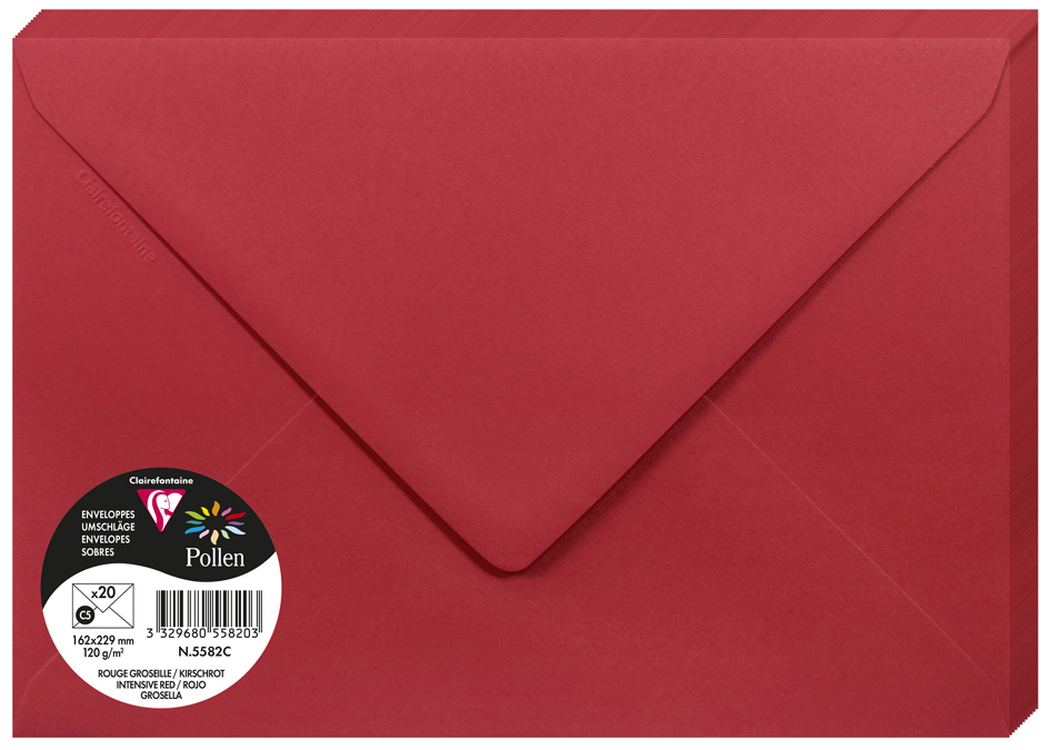 Pollen by Clairefontaine Enveloppes C5, rouge groseille