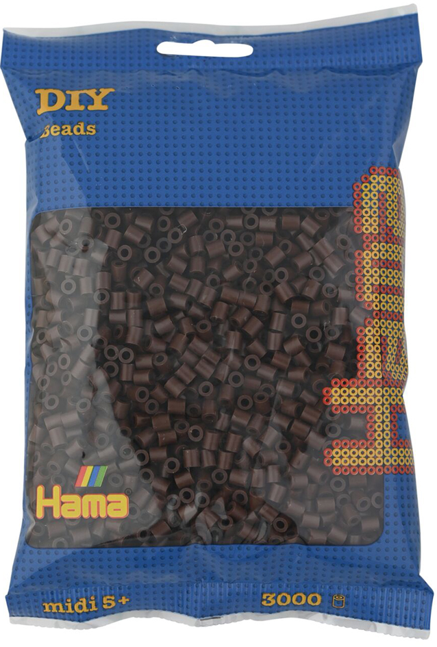 HAMA Perles à repasser midi, sachet de 3.000, marron