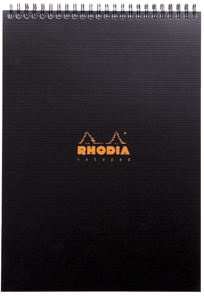 RHODIA Bloc spiralé Notepad, A4, quadrillé 5x5, noir