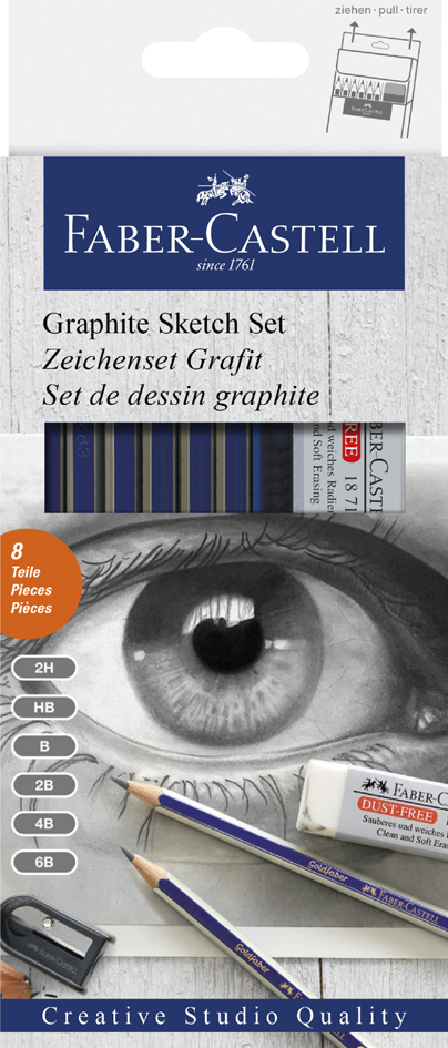 FABER-CASTELL Set d'esquisse GOLDFABER, 8 pièces