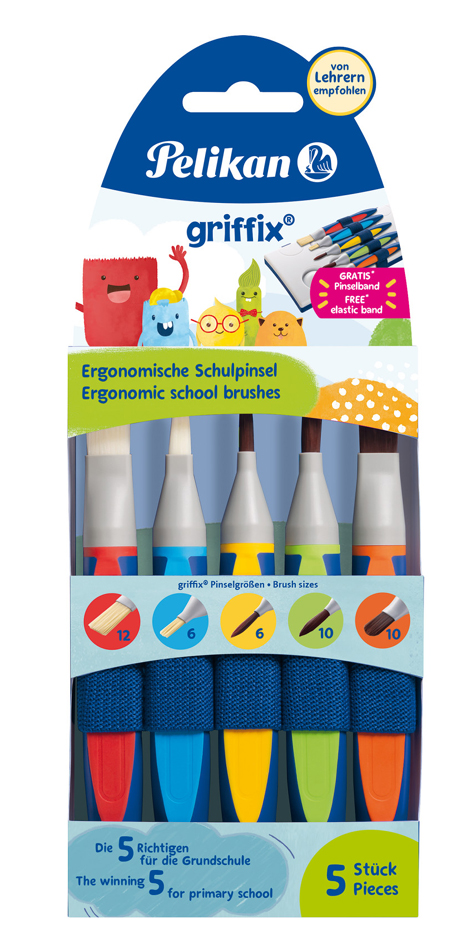 Set de pinceaux scolaires griffix®, carte blister de 5