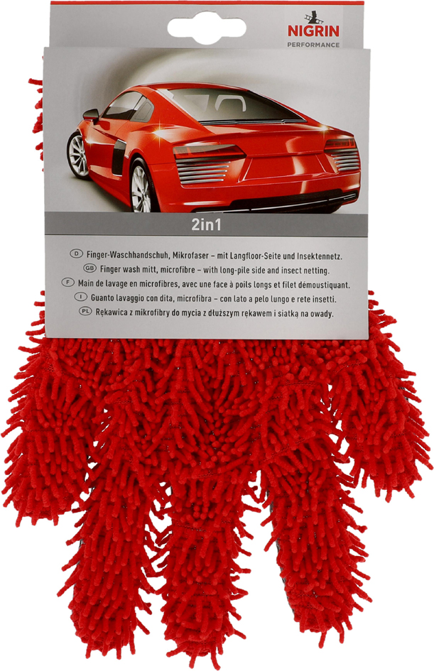 NIGRIN Gant de lavage avec doigts Performance, rouge