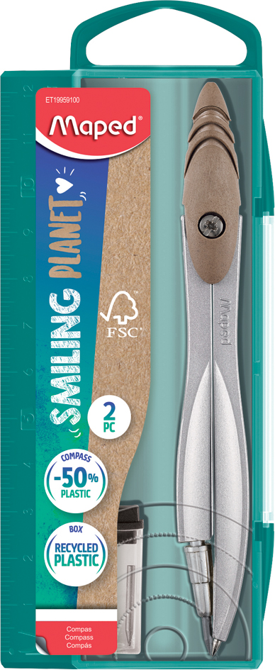 Maped Coffret compas STUDY SMILING PLANET, brun, présentoir