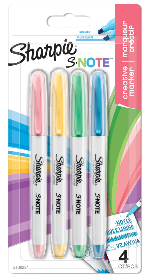 Sharpie Marqueur créatif S-NOTE, carte blister de 4