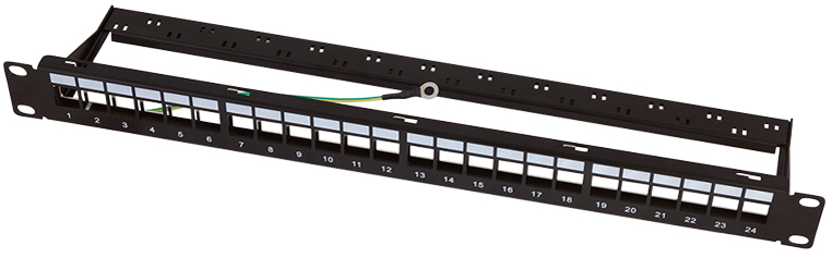 Panneau de brassage Keystone 19", 24 ports, noir