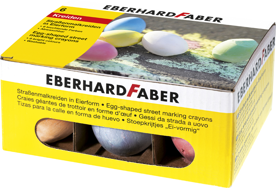 EBERHARD FABER Craie de trottoir en forme d'oeuf, étui de 6
