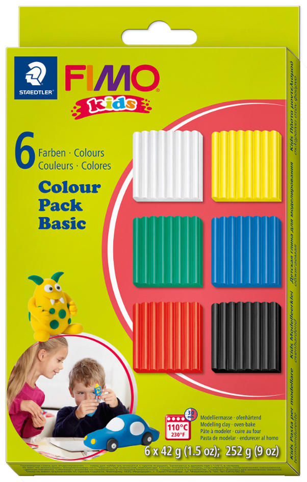FIMO kids Kit pâte à modeler Colour Pack 'basic', set de 6