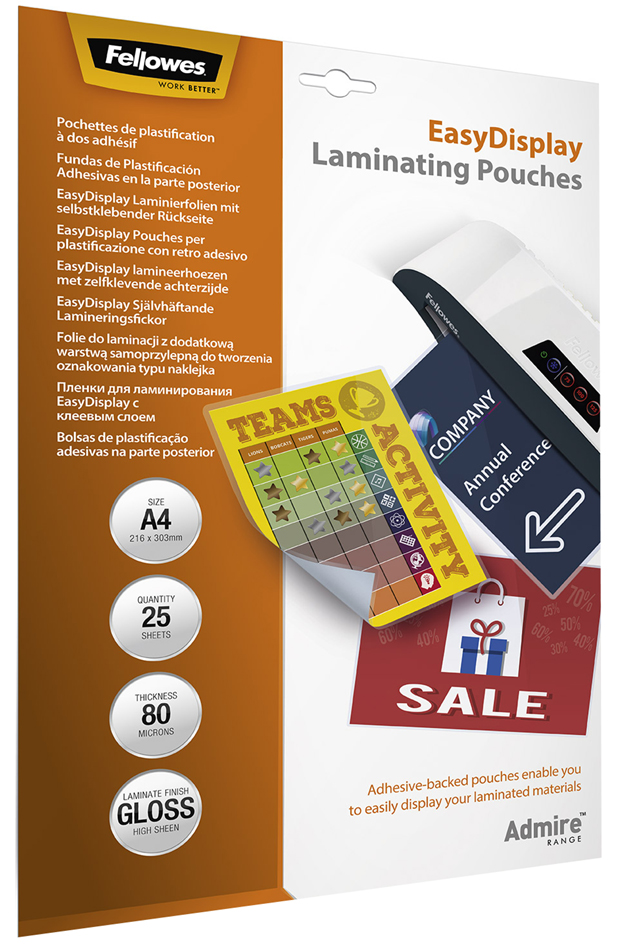 Fellowes Pochette de plastification, autocollant, A4