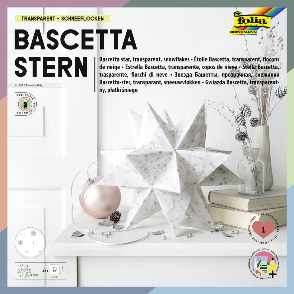 Feuilles de papier pour étoile de Bascetta transparente avec motif