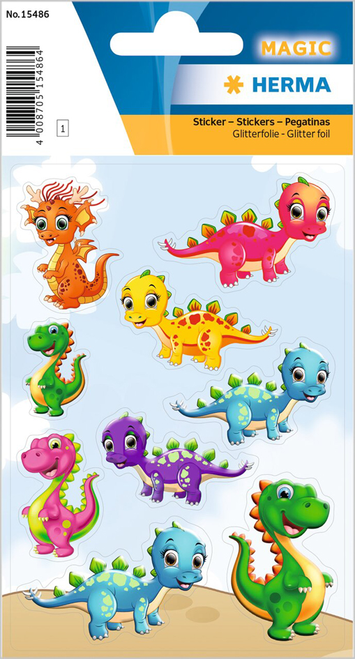 HERMA Sticker MAGIC 'Petits dinos', en film pailleté