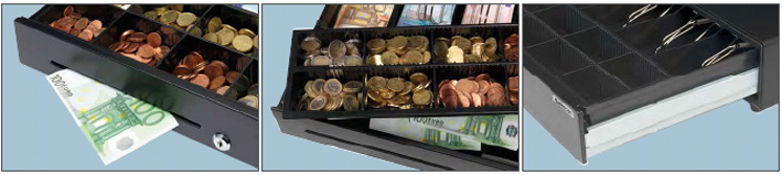 Fente d'insertion - compartiment de pièces de monnaie amovible - système de roulettes à roulement à bille
