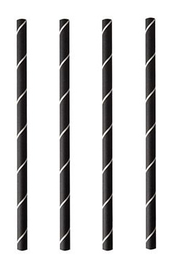 PAPSTAR Paille en papier 'pure', 150 mm, noir / blanc
