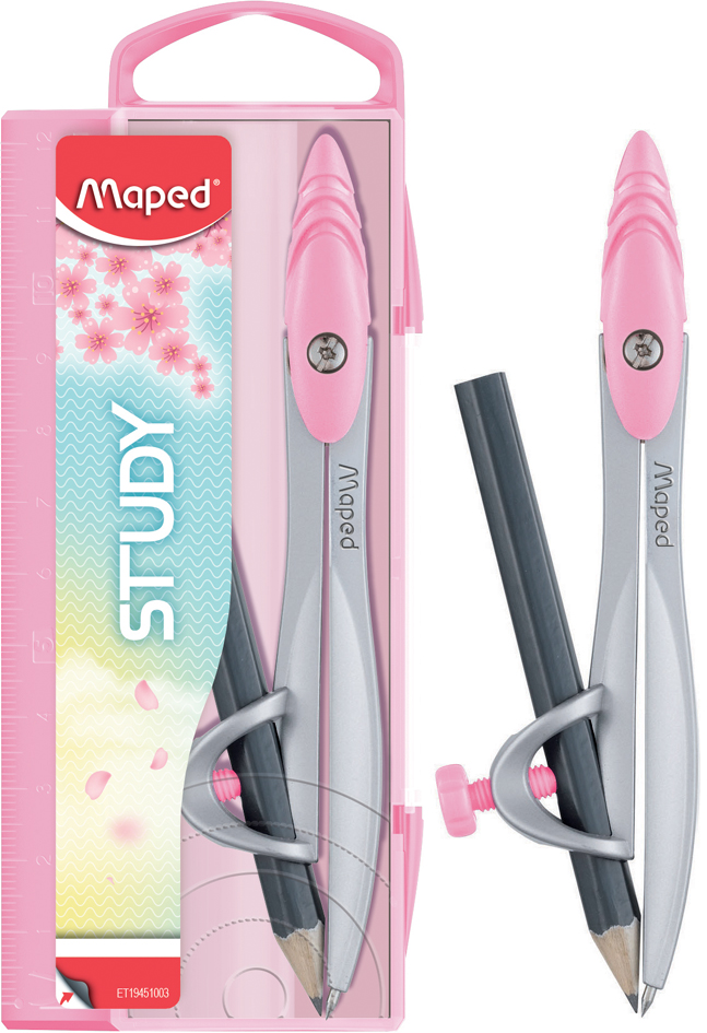 Coffret compas Study PASTEL, rose pastel