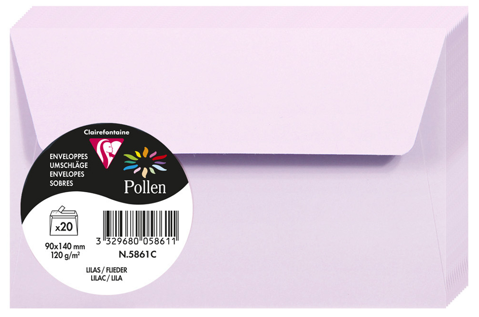 Pollen by Clairefontaine Enveloppes 90 x 140 mm, lilas