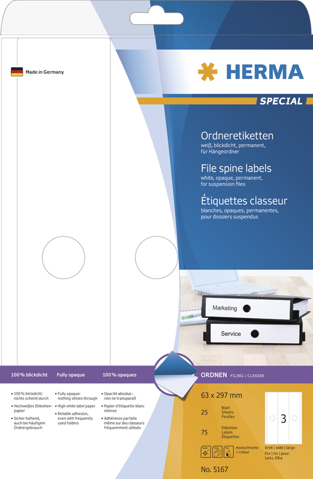 Etiquettes pour classeurs suspendus