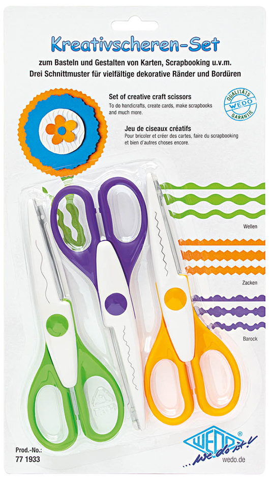 WEDO Set de ciseaux cranteurs, set de 3, assorti