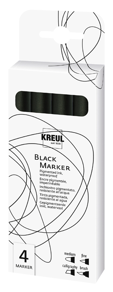 KREUL Black Marker, set de 4, noir
