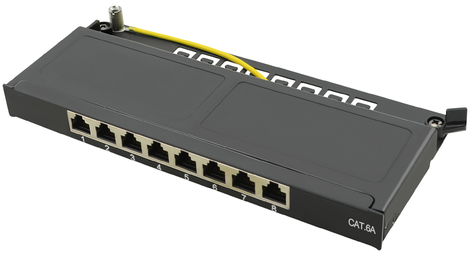 LogiLink Mini-panneau de brassage Cat.6A, 8 ports, noir