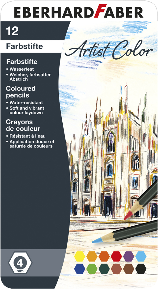 EBERHARD FABER Crayon de couleur Artist Color, étui de 12