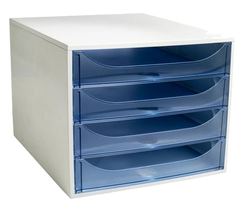 EXACOMPTA Module de classement ECOBOX, 4 tiroirs, gris/bleu