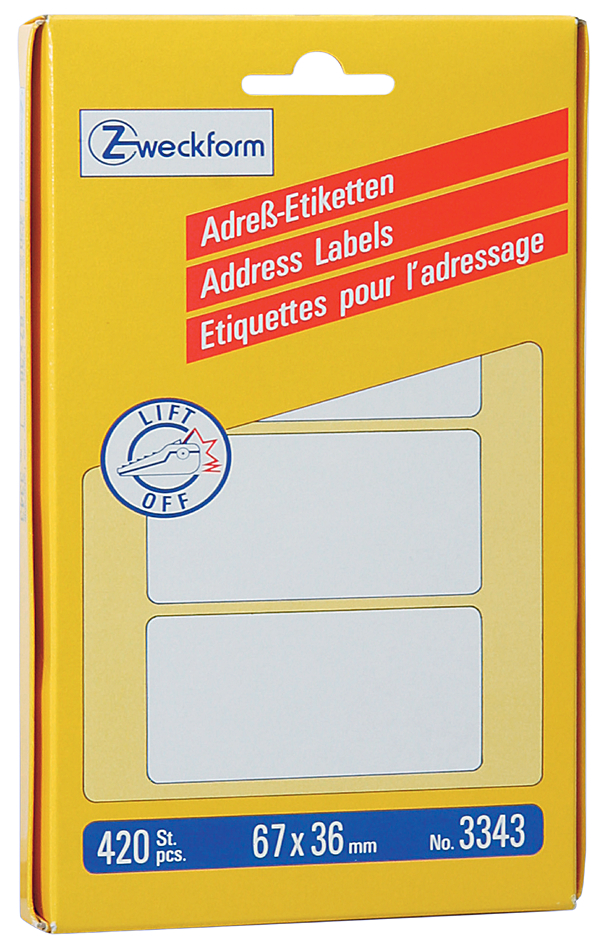 Etiquettes d'adresse, machine à écrire