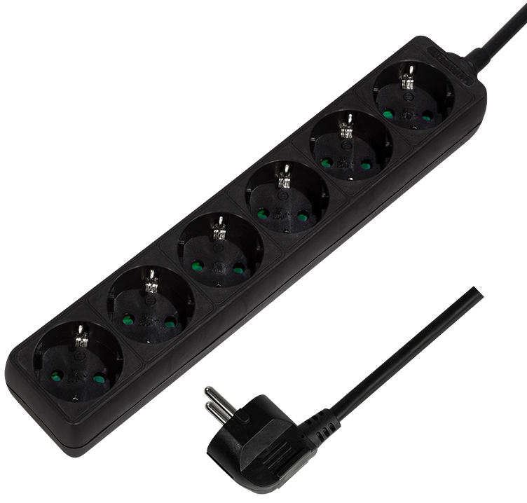LogiLink Multiprise, 6 prises, sans interrupteur, noir